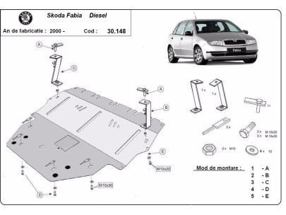Stalowa Osłona pod silnik Skoda Fabia Diesel