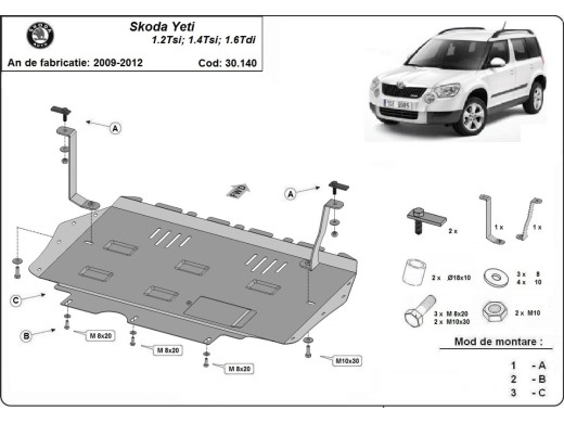 Stalowa Osłona pod silnik Skoda Yeti