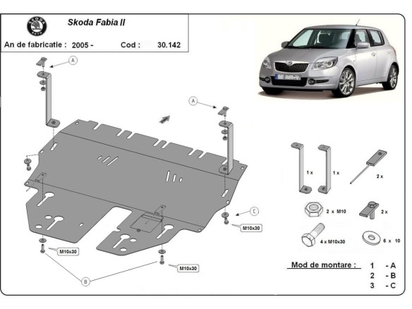 Stalowa Osłona pod silnik Skoda Fabia 2