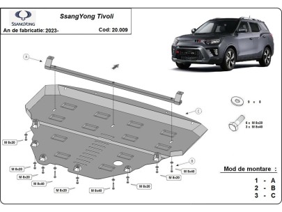 Stalowa Osłona pod silnik SsangYong Tivoli