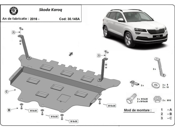 Stalowa Osłona pod silnik Skoda Karoq - automatyczna skrzynia biegów