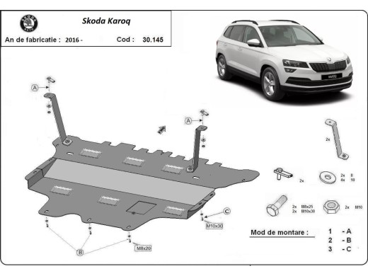 Stalowa Osłona pod silnik Skoda Karoq - reczna skrzynia biegow
