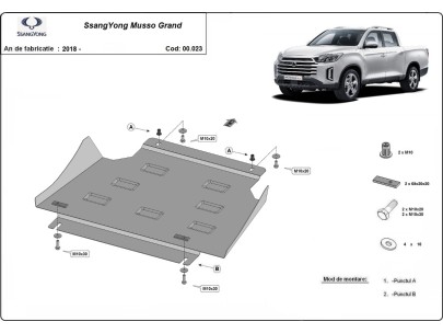 Stalowa Osłona skrzyni biegów Ssangyong Musso Grand
