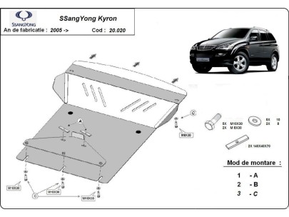 Stalowa Osłona pod silnik SsangYong Kyron