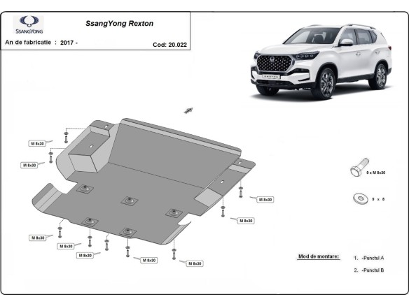 Stalowa Osłona pod silnik SsangYong Rexton