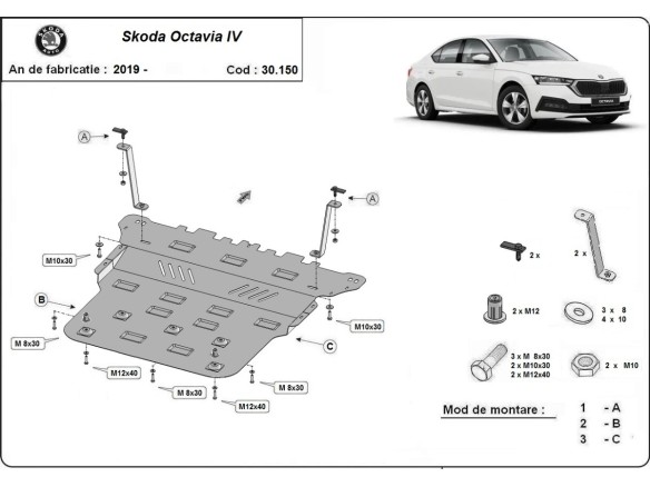 Stalowa Osłona pod silnik Skoda Octavia 4