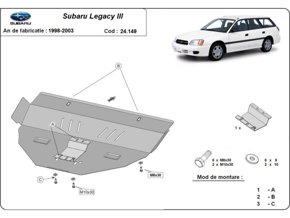 Stalowa Osłona pod silnik Subaru Legacy III