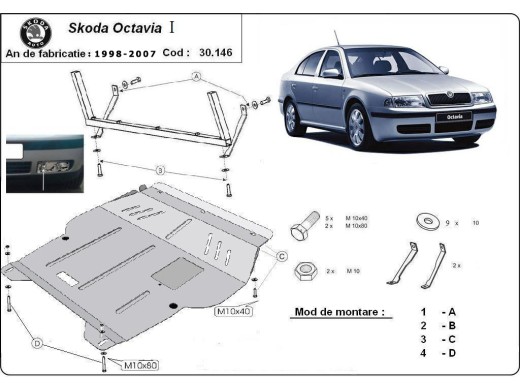 Stalowa Osłona pod silnik Skoda Octavia 1