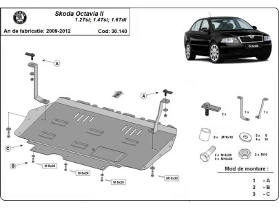 Stalowa Osłona pod silnik Skoda Octavia 2