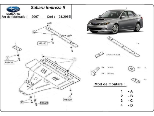 Stalowa Osłona pod silnik Subaru Impreza diesel
