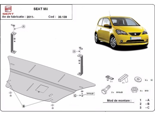 Stalowa Osłona pod silnik Seat Mii