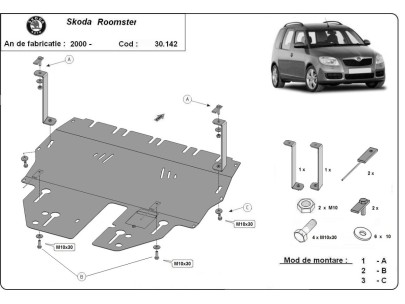 Stalowa Osłona pod silnik Skoda Roomster