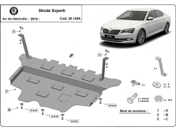 Stalowa Osłona pod silnik Skoda Superb - automatyczna skrzynia biegów