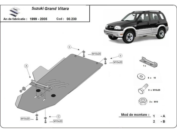Stalowa Osłona skrzyni biegów Suzuki Grand Vitara 
