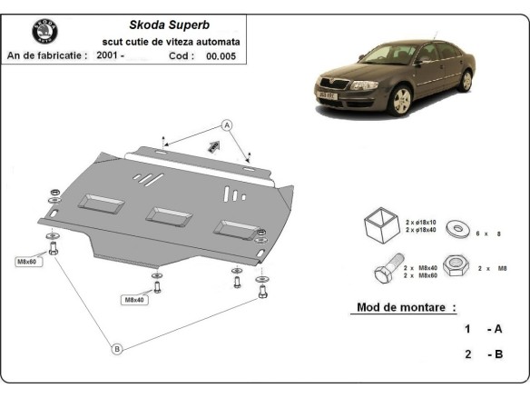 Stalowa Osłona automatycznej skrzyni biegów Skoda Superb