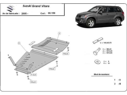 Stalowa Osłona skrzyni biegów i reduktora Suzuki Grand Vitara 2