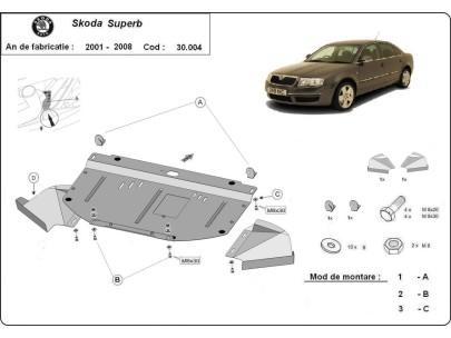Stalowa Osłona pod silnik Skoda Superb - 1,8 1,9 2,0 TDI