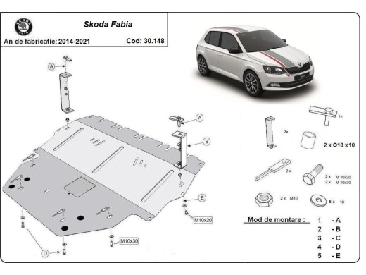 Stalowa Osłona pod silnik Skoda Fabia 3 Diesel