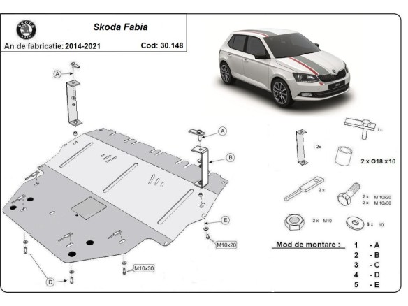 Stalowa Osłona pod silnik Skoda Fabia 3 Diesel