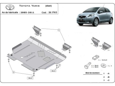 Stalowa Osłona pod silnik Toyota Yaris - diesel