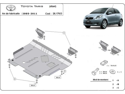 Stalowa Osłona pod silnik Toyota Yaris - diesel