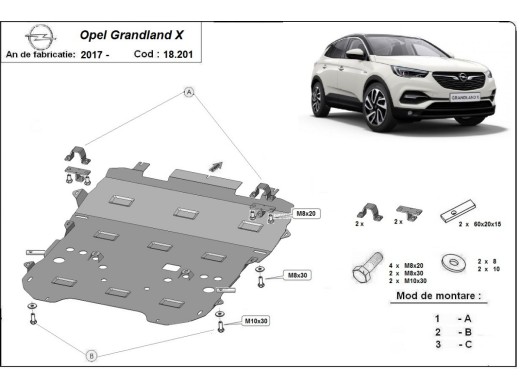 Stalowa Osłona pod silnik Opel Grandland X