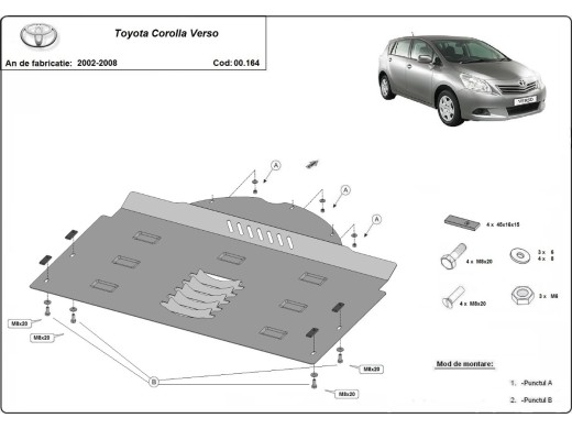 Stalowa Osłona pod katalizator Toyota Corolla Verso