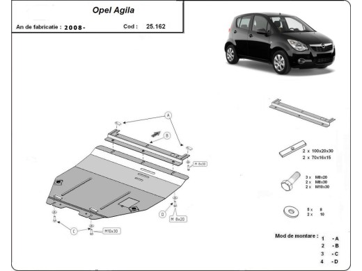 Stalowa Osłona pod silnik Opel Agila (H08)