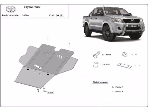 Stalowa Osłona skrzyni biegów oraz filtr cząstek stałych Toyota Hilux