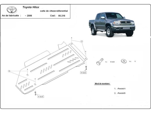 Stalowa Osłona skrzyni biegów i reduktora Toyota Hilux