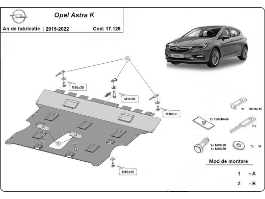Stalowa Osłona pod silnik Opel Astra K