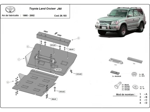 Stalowa Osłona pod silnik Toyota Land Cruiser J90 / J95