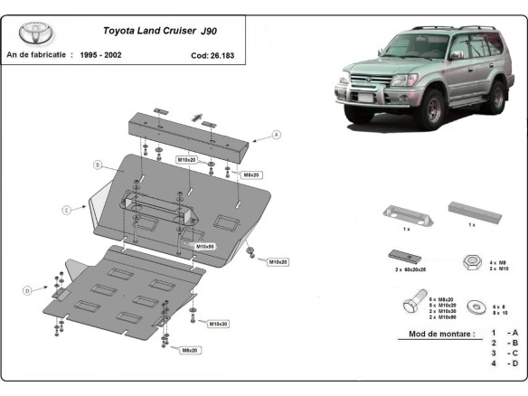 Stalowa Osłona pod silnik Toyota Land Cruiser J90 / J95