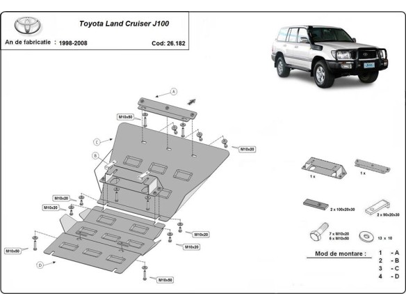 Stalowa Osłona pod silnik Toyota Land Cruiser J100