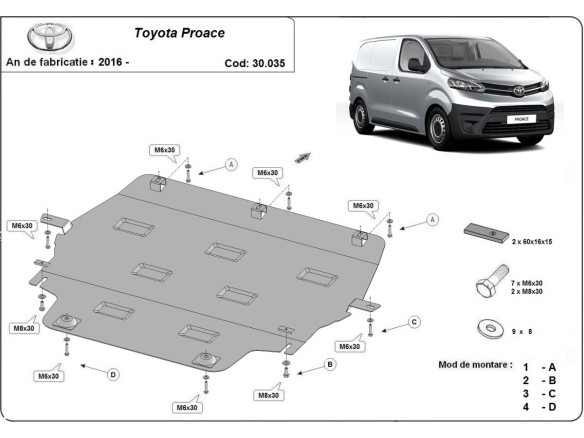 Stalowa Osłona pod silnik Toyota Proace