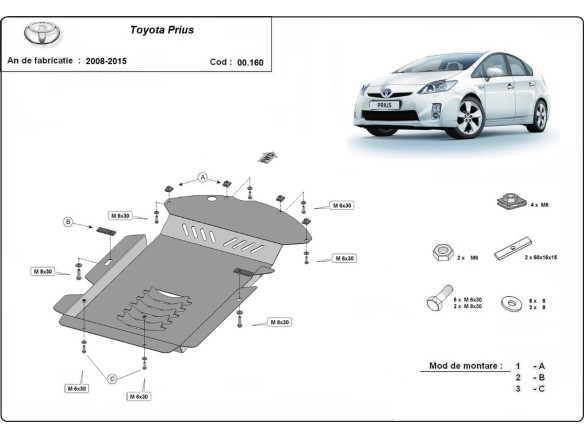 Stalowa Osłona pod katalizator Toyota Prius 3