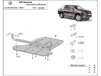 Stalowa Osłona skrzyni biegów i reduktora Volkswagen Amarok