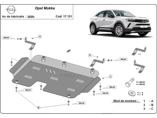 Stalowa Osłona pod silnik Opel Mokka B