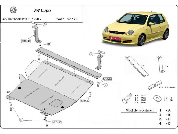 Stalowa Osłona pod silnik VW Lupo