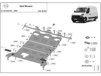 Stalowa Osłona pod silnik Opel Movano C 