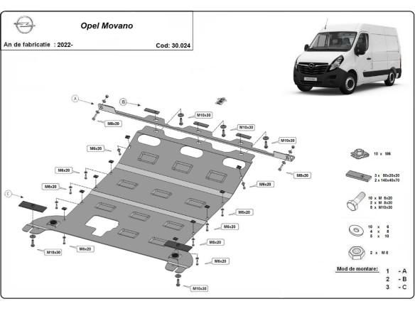 Stalowa Osłona pod silnik Opel Movano C 