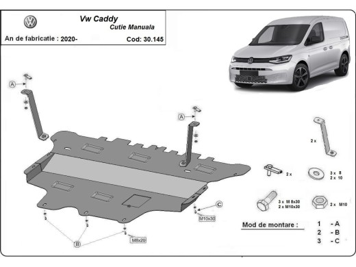Stalowa Osłona pod silnik VW Caddy