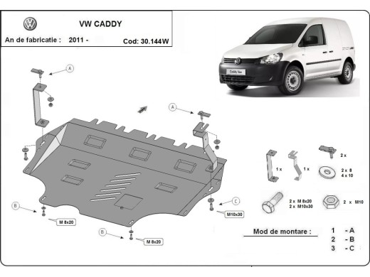 Stalowa Osłona pod silnik VW Caddy - z WEBASTO