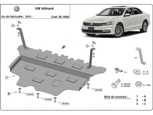 Stalowa Osłona pod silnik VW Passat Alltrack - automatyczna skrzynia biegów