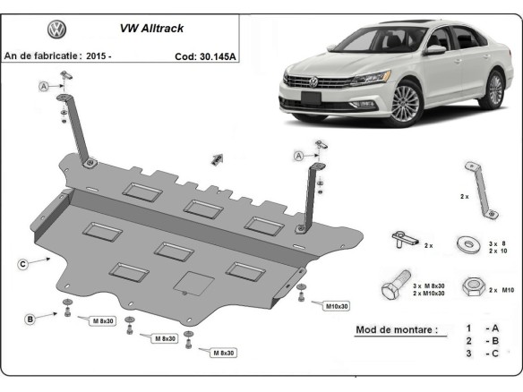 Stalowa Osłona pod silnik VW Passat Alltrack - automatyczna skrzynia biegów