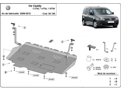 Stalowa Osłona pod silnik Volkswagen Caddy