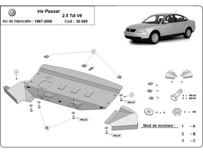 Stalowa Osłona pod silnik VW Passat B5 2.5 TDI V6