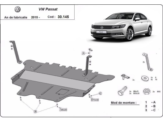 Stalowa Osłona pod silnik VW Passat B8 - reczna skrzynia biegow