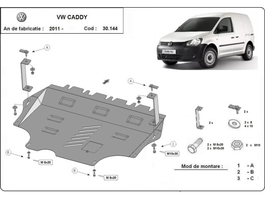 Stalowa Osłona pod silnik VW Caddy