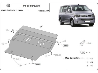 Stalowa Osłona pod silnik Volkswagen T5 Caravelle 
